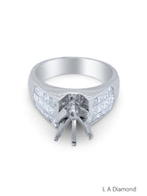 18K White Gold Bezel Corner Princess Cut Multi-Layer Semi-Mount Engagement Ring (1.06 ct)
